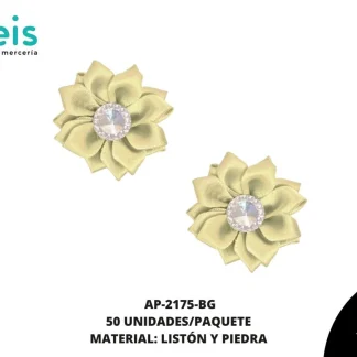 ACCESORIOS INFANTILES FLOR LISTON PIEDRA AP-2175-BG 38mm 50 PZ/PQT BEIGE