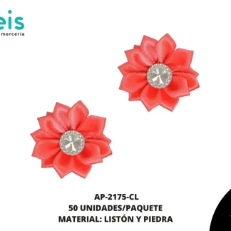 ACCESORIOS INFANTILES FLOR LISTON PIEDRA AP-2175-CL 38mm 50 PZ/PQT CORAL