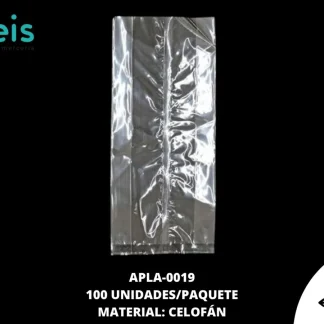 BOLSA CELOFAN CON FUELLE 15.5X33 CM REF: TRANSPARENTE 100 U/PQT