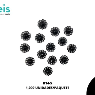 REMACHES PLASTICO FLOR B14-5 14mm 1,000 PZ/PQT NEGRO