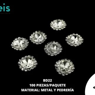 BOTON PLASTICO PATA DECORADOS PIEDRA BD22 1.2cmX1.4cm 100 PZ/PQT PLATA