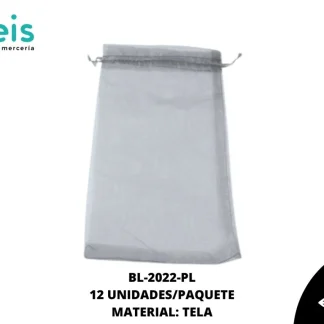 BOLSA TELA REF: 14X24cm PLATA 12 u/pqt