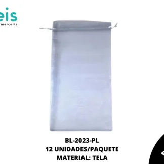 BOLSA TELA REF: 15X44cm PLATA 12 u/pqt