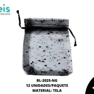 BOLSA TELA REF: 9X12cm NEGRO 12 u/pqt