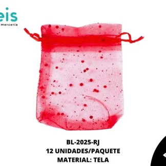 BOLSA TELA REF: 9X12cm ROJO 12 u/pqt
