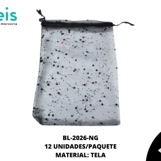 BOLSA TELA REF: 12X17cm NEGRO 12 u/pqt