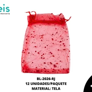 BOLSA TELA REF: 12X17cm ROJO 12 u/pqt