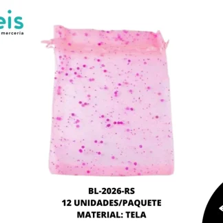 BOLSA TELA REF: 12X17cm ROSA 12 u/pqt