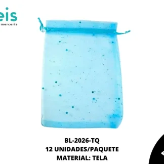 BOLSA TELA REF: 12X17cm TURQUESA 12 u/pqt