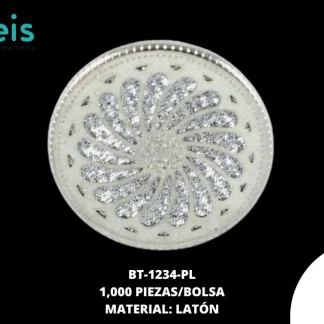 BOTON LATON ESC FLOR REF: FK17 PLATA 1000 u/pqt