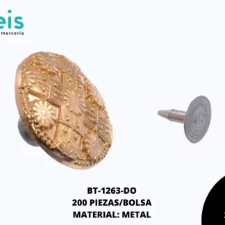 BOTON METALICO CRUZ FLOR 20mm REF: MD-0272 DORADO 200 u/pqt