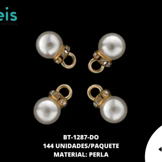 BOTON PERLA RONDEL REF BPR - 8 DORADO/BEIGE 144 U/PAQUETE