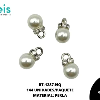 BOTON PERLA RONDEL REF BPR - 8 NIQUEL/BLANCO 144 U/PAQUETE