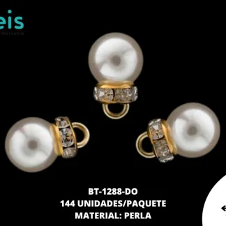 BOTON PERLA RONDEL REF BPR - 10 DORADO/BEIGE 144 U/PAQUETE