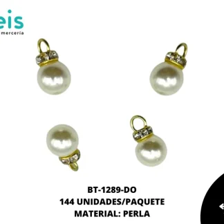 BOTON PERLA RONDEL REF BPR - 12 DORADO/BEIGE 144 U/PAQUETE