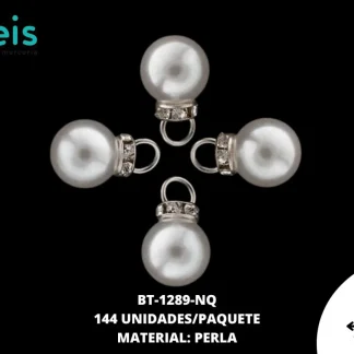 BOTON PERLA RONDEL REF BPR - 12 NIQUEL/BLANCO 144 U/PAQUETE