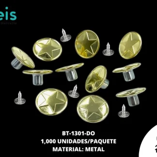 BOTON METAL ESTRELLA BT-1301-DO 24L (15mm) 1,000 PZ/PQT DORADO