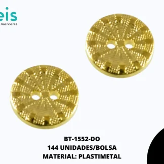 BOTON METALIZADO 2H LINEAS REF: T331(24L) DORADO 144 U/PAQUETE