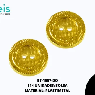 BOTON METALIZADO 2H MALLA REF: A037(24L) DORADO 144 U/PAQUETE
