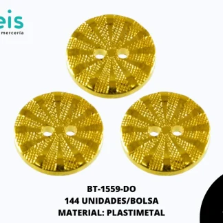 BOTON PLASTICO 2 HUECOS BT-1559-DO 28L (18mm) 144 PZ/PQT DORADO