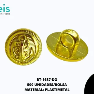 BOTON PLASTIMETAL PATA DECORADO ANCLA BT-1687-DO 20L (12.5mm) 500 PZ/PQT DORADO