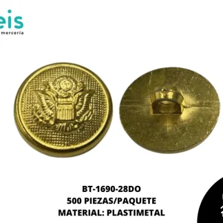 BOTON PLASTICO ESCUDO BT-1690-28DO 28L (18mm) 500 PZ/PQT DORADO