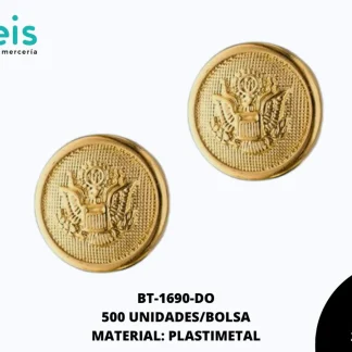 BOTON PLASTICO ESCUDO BT-1690-DO 34L (21.5mm) 500 PZ/PQT DORADO