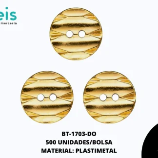 BOTON METALIZADO 2H REF: #4(20L) DORADO 500 U/PQT