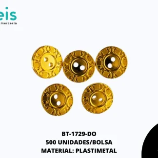 BOTON METALIZADO 2H REF: 522(24L) DORADO 500 U/PAQUETE