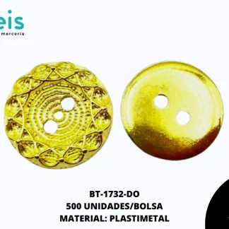 BOTON METALIZADO 2H REF: 216(24L) DORADO 500 U/PAQUETE
