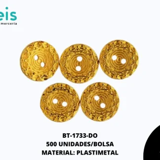 BOTON METALIZADO 2H REF: 216(28L) DORADO 500 U/PAQUETE