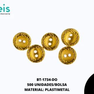 BOTON METALIZADO 2H REF: 341(20L) DORADO 500 U/PQT