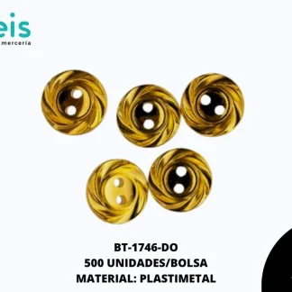 BOTON METALIZADO 2H REF: 206(20L) DORADO 500 U/PQT