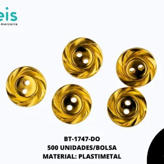 BOTON METALIZADO 2H REF: 206(24L) DORADO 500 U/PAQUETE