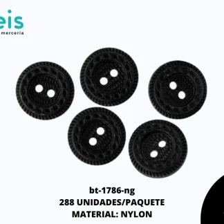 BOTON NYLON REF: A037(24L) NEGRO 288 U/PQT
