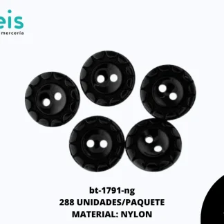 BOTON NYLON REF: 258(28L) NEGRO 288 U/PQT