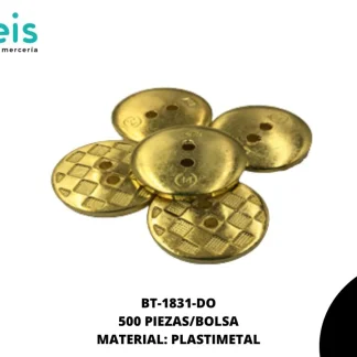 BOTON METALIZADO 2H REF: K048(32L) DORADO 500 U/PAQUETE