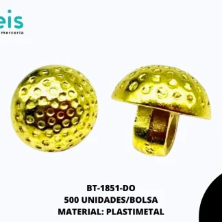 BOTON PLASTICO PATA DECORADO PUNTOS BT-1851-DO 16L (10mm) 500 PZ/PQT DORADO