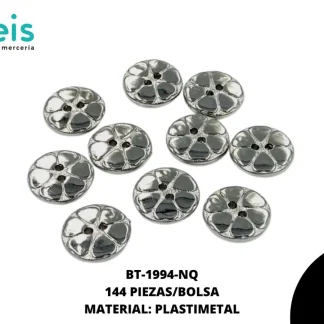 BOTON PLASTICO 2 HUECOS FLOR BT-1994-NQ 28L (18mm) 144 PZ/PQT NIQUEL
