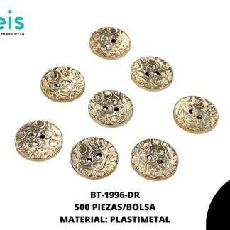 BOTON PLASTICO BT-1996-DR 24L (15mm) 500 PZ/PQT ORO ROSADO