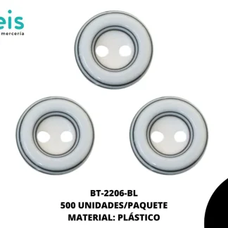 BOTON RESINA RED ESC 2H 20L REF: LZ-7 BLANCO 500 u/pqt