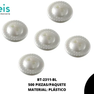 BOTON PERLA RED MED BOLA 2H REF: 655 (24L) BLANCO 500 u/pqt