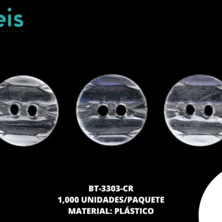 BOTON PLASTICO ESPEJO BT-3303-CR 13mm 1,000 PZ/PQT CRISTAL