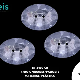 BOTON PLASTICO ESPEJO OVAL BT-3400-CR 18mmX13mm 1,000 PZ/PQT CRISTAL