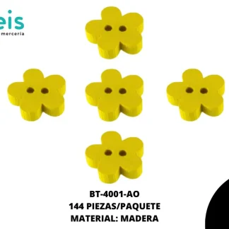 BTN MADERA FLOR 15mm REF: #24 AMARILLO 144 u/pqt