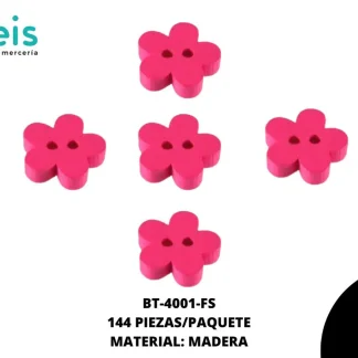 BTN MADERA FLOR 15mm REF: #24 FUCSIA 144 u/pqt