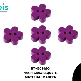 BTN MADERA FLOR 15mm REF: #24 MORADO 144 u/pqt