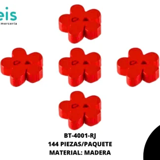 BTN MADERA FLOR 15mm REF: #24 ROJO 144 u/pqt