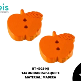 BTN MADERA MANZANA 15mm REF: #009 NARANJA 144 u/pqt