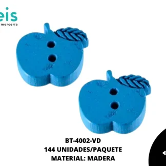 BTN MADERA MANZANA 15mm REF: #009 TURQUESA 144 u/pqt
